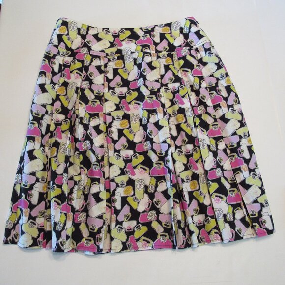 Liz Claiborne Pleated Skirt with Purses/Handbag Design Size 14 Black/Pink/Green - Picture 1 of 6